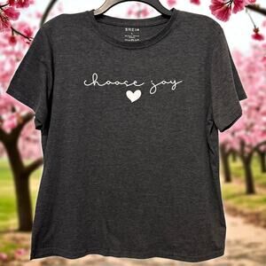 Shein Choose Joy Tshirt Gray Womens Large